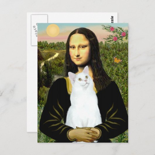 Mona Lisa en de witte kat Briefkaart (Voorkant / Achterkant)