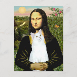Mona Lisa en de witte kat Briefkaart