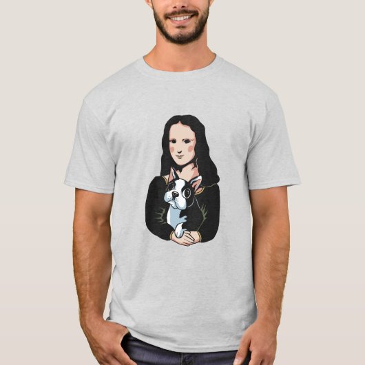 Mona Lisa en haar Boston Terrier T-shirt (Voorkant)