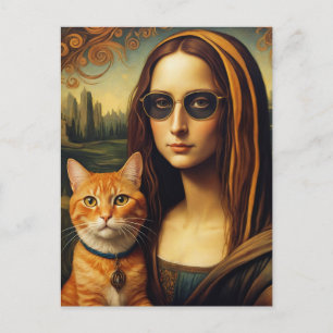 Mona Lisa en haar Ginger Cat Briefkaart