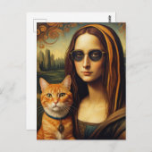 Mona Lisa en haar Ginger Cat Briefkaart (Voorkant / Achterkant)