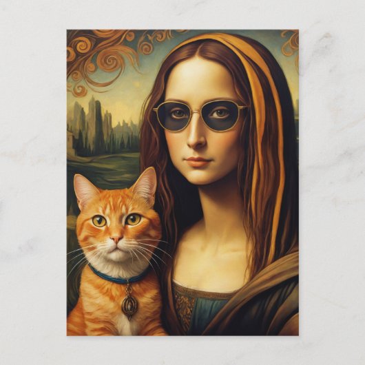 Mona Lisa en haar Ginger Cat Briefkaart (Voorkant)