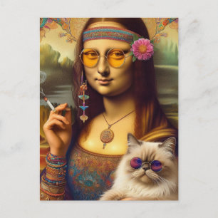 Mona Lisa En Haar Himalaya Kat Roken Briefkaart