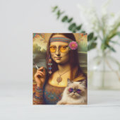Mona Lisa En Haar Himalaya Kat Roken Briefkaart (Staand voorkant)