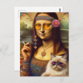 Mona Lisa En Haar Himalaya Kat Roken Briefkaart (Voorkant / Achterkant)