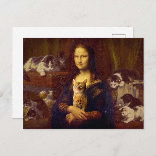 Mona Lisa en haar kat Briefkaart (Voorkant / Achterkant)