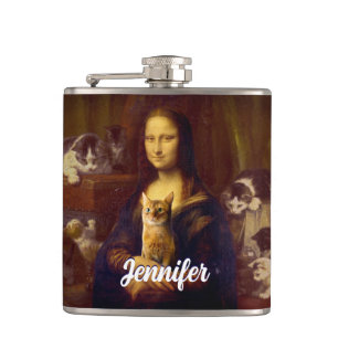 Mona Lisa en haar kat Heupfles