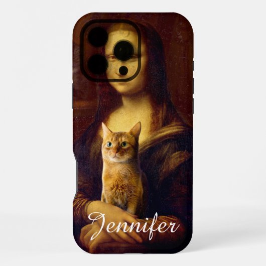 Mona Lisa en haar kat iPhone Hoesje (Achterkant)