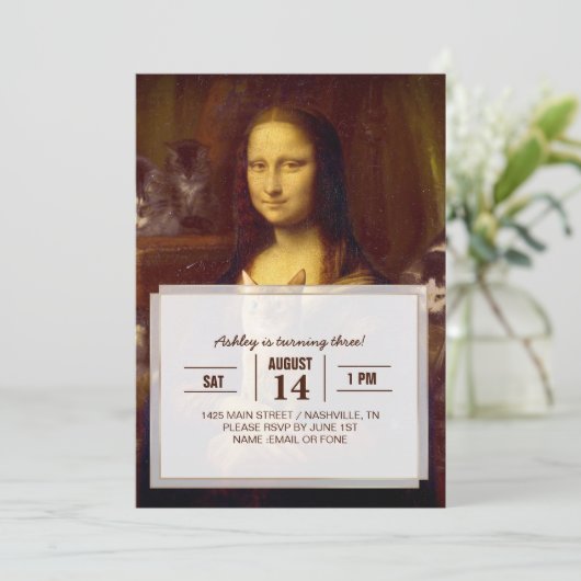 Mona Lisa en haar kat Kaart (Staand voorkant)