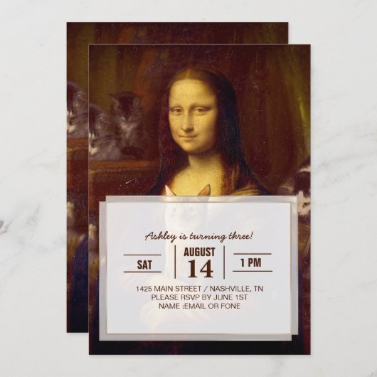 Mona Lisa en haar kat Kaart (Voorkant / Achterkant)