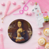 Mona Lisa en haar kat Papieren Bordje (Feest)