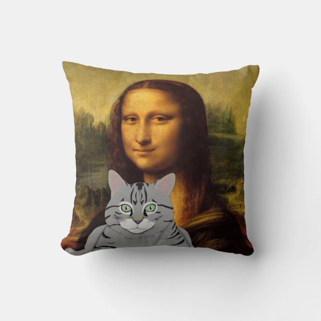 Mona Lisa en haar kat Pillow Kussen (Voorkant)