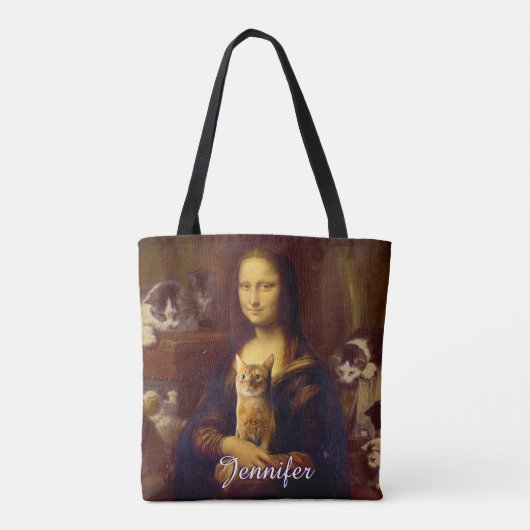 Mona Lisa en haar kat Tote Bag (Achterkant)