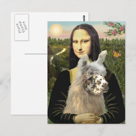 Mona Lisa en haar lama Briefkaart (Voorkant / Achterkant)