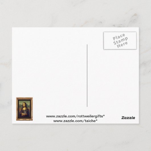 Mona Lisa en haar Rottweiler Briefkaart (Achterkant)