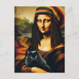 Mona Lisa en haar zwarte kat Briefkaart