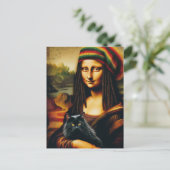 Mona Lisa en haar zwarte kat Briefkaart (Staand voorkant)