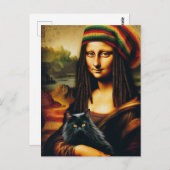 Mona Lisa en haar zwarte kat Briefkaart (Voorkant / Achterkant)