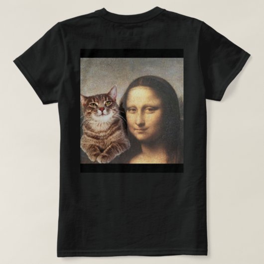 Mona Lisa en kat pal T-shirt (Design achterkant)