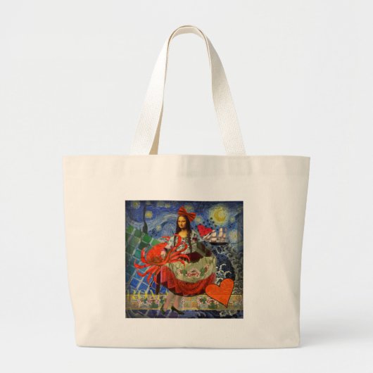 Mona Lisa en Krab Grote Tote Bag (Voorkant)
