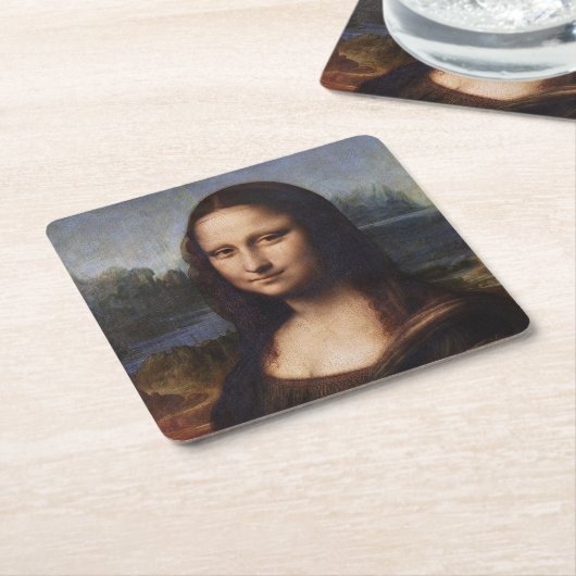 Mona Lisa en Leonardo da Vinci/ Italië Kartonnen Onderzetters (Schuin)