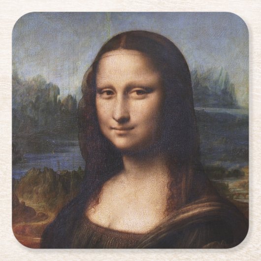 Mona Lisa en Leonardo da Vinci/ Italië Kartonnen Onderzetters (Voorkant)