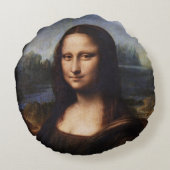 Mona Lisa en Leonardo da Vinci/ Italië Rond Kussen (Achterkant)