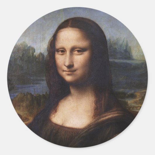 Mona Lisa en Leonardo da Vinci/ Italië Ronde Sticker (Voorkant)