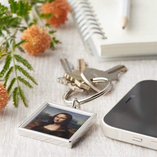 Mona Lisa en Leonardo da Vinci/ Italië Sleutelhanger (Zijkant)