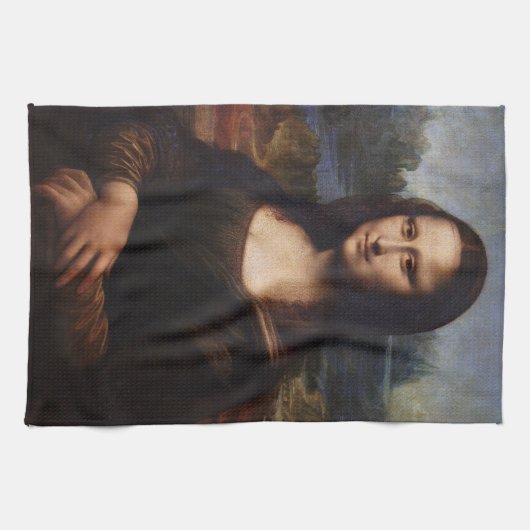 Mona Lisa en Leonardo da Vinci/ Italië Theedoek (Horizontaal)