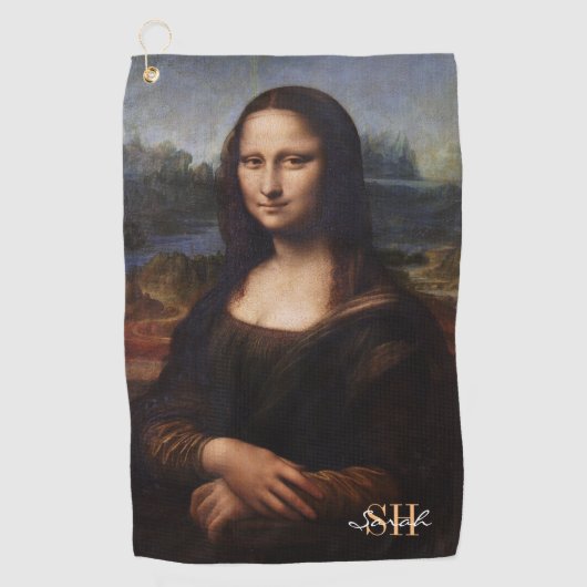 Mona Lisa en monogrammed Golf/Leonardo da Vinci Golfhanddoek (Voorkant)