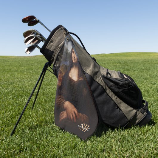 Mona Lisa en monogrammed Golf/Leonardo da Vinci Golfhanddoek (Groen)