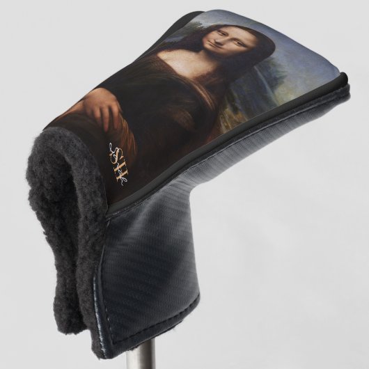 Mona Lisa en monogrammed Golf/Leonardo da Vinci Golfheadcover (3/4 voorkant)