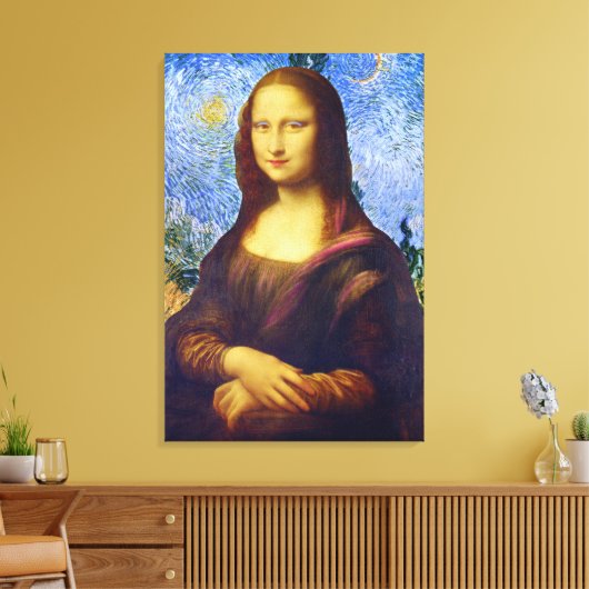 Mona Lisa en Van Gogh Canvas Afdruk (Insitu (Woonkamer))