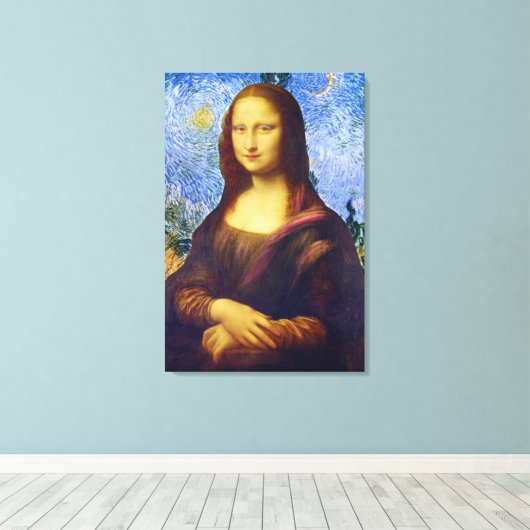 Mona Lisa en Van Gogh Canvas Afdruk (Insitu (Houten vloer))