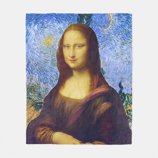 Mona Lisa en Van Gogh Fleece Deken (Voorkant)