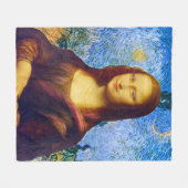 Mona Lisa en Van Gogh Fleece Deken (Voorkant (Horizontaal))