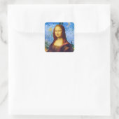 Mona Lisa en Van Gogh Vierkante Sticker (Tas)