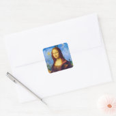 Mona Lisa en Van Gogh Vierkante Sticker (Envelop)
