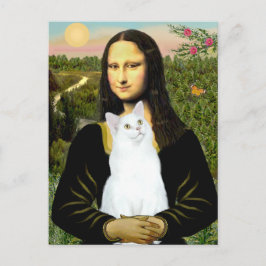 Mona Lisa en witte kat Briefkaart