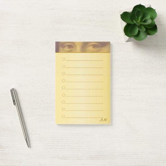 Mona Lisa Eyes & Monogram op gouden gloed Post-it® Notes (Kantoor)