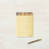Mona Lisa Eyes & Monogram op gouden gloed Post-it® Notes (Op bureau)
