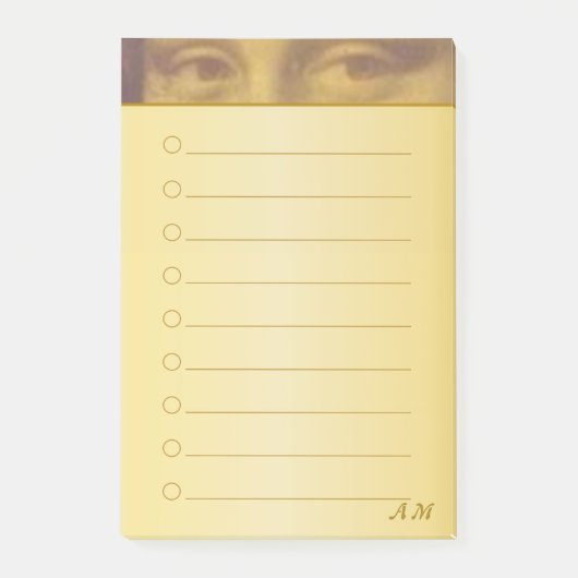Mona Lisa Eyes & Monogram op gouden gloed Post-it® Notes (Voorkant)