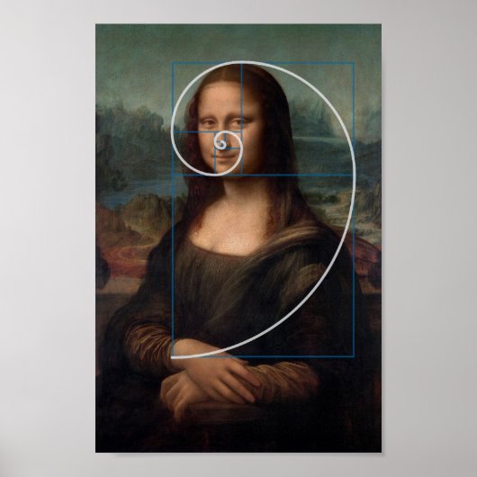 Mona Lisa Fibonacci Spiral Gold Ratio Poster (Voorkant)