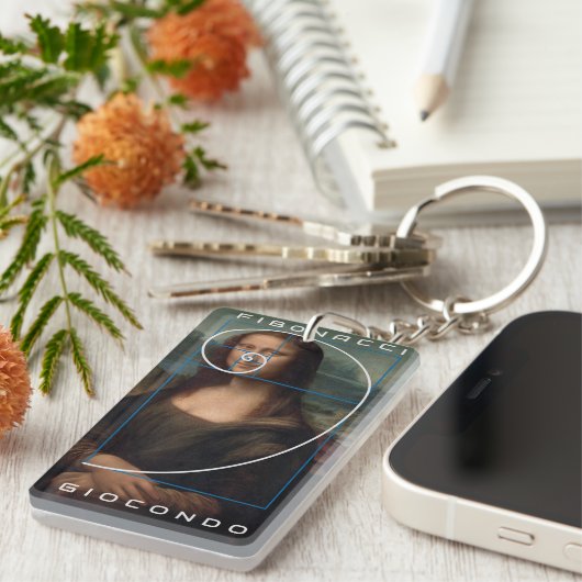 Mona Lisa Fibonacci Spiral Gold Ratio Sleutelhanger (Voorkant Rechts)