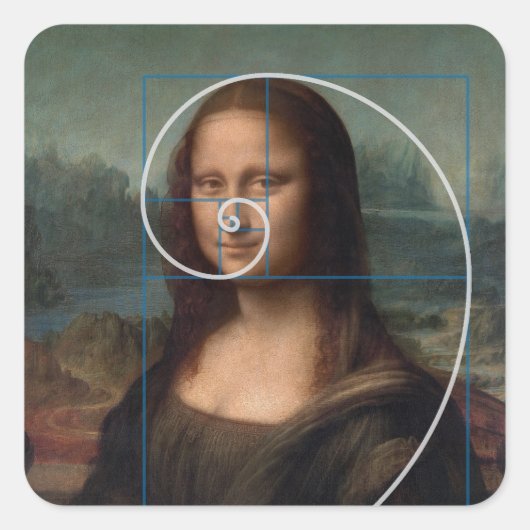 Mona Lisa Fibonacci Spiral Gold Ratio Vierkante Sticker (Voorkant)