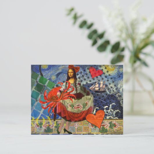 Mona Lisa Fun Zodiac Whimsical Briefkaart (Staand voorkant)