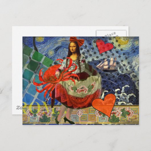 Mona Lisa Fun Zodiac Whimsical Briefkaart (Voorkant / Achterkant)