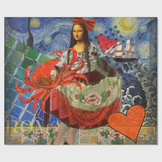 Mona Lisa Fun Zodiac Whimsical Cadeaupapier (Vlak)