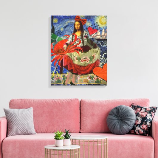 Mona Lisa Fun Zodiac Whimsical Canvas Afdruk (Insitu (Woonkamer))